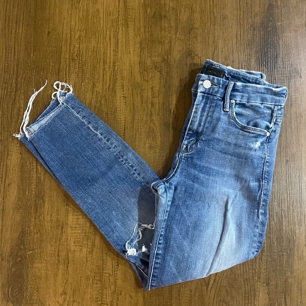 MOTHER High Waisted Looker Ankle Fray Furiously Happy Size 25
